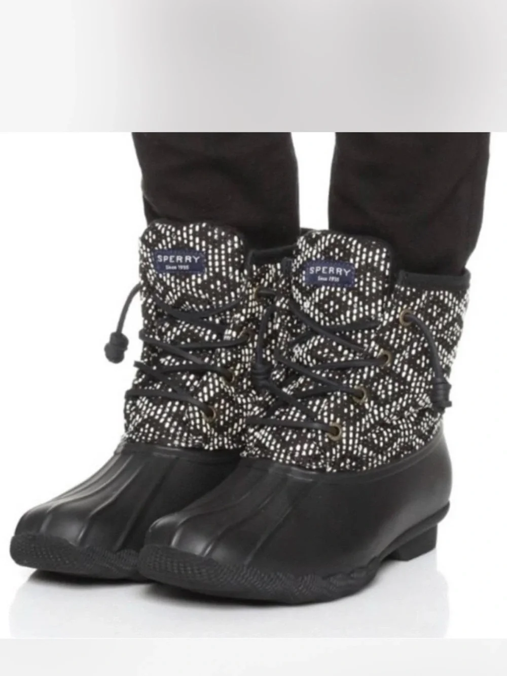 Sperry Top Sider Saltwater Duck Boots Tribal Print Women's Size 5.5